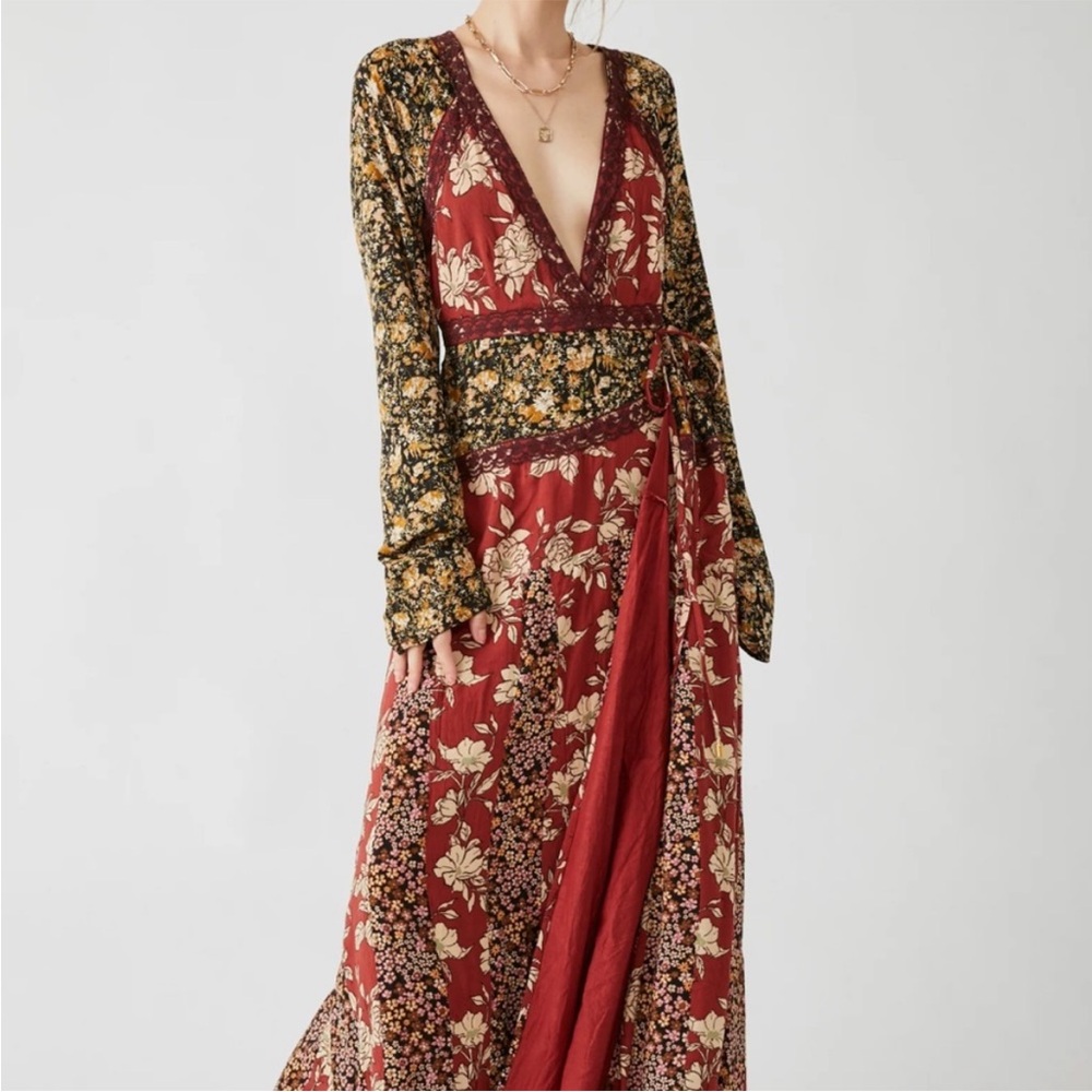 FREE PEOPLE Tilda Wrap Dress neutral combo - Picture 9 of 13
